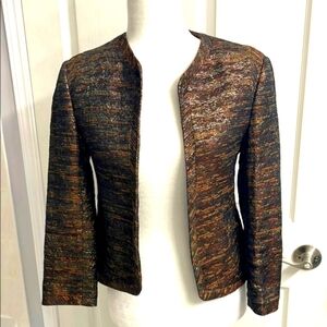 Wilfred Cropped Brown Tailored Blazer with Metallic Sheen Size 6